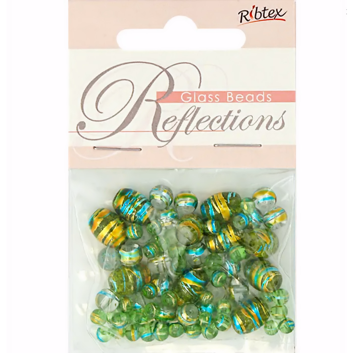 Glass Metallic Stripe Beads Lime Assorted sizes pack of 50x, Ribtex Sensations, Jewellery Making, Beading, Craft