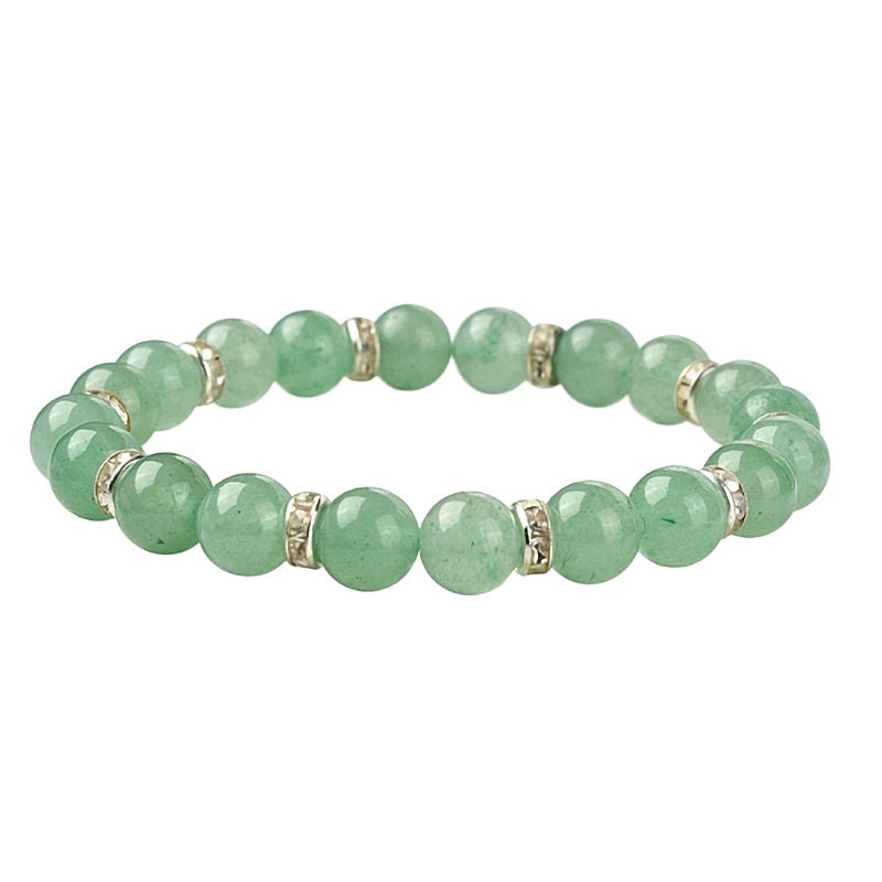 Natural Gemstone Round Beaded Stretch Bracelet, Green Aventurine, Malaysia Jade, White Jade, Rose Quartz, Amethyst