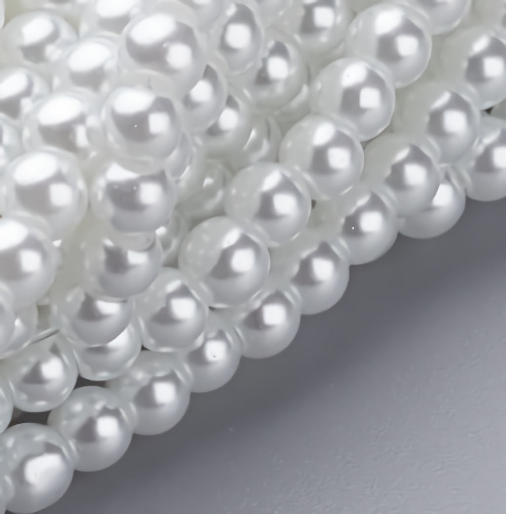 Glass Pearl Beads Round 4mm, Pearlized, 1mm hole, approx 200 per strand
