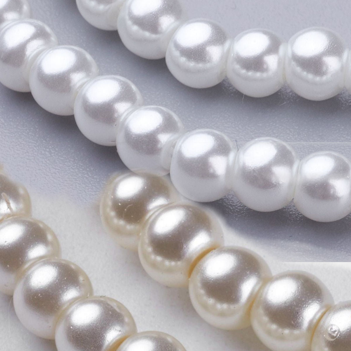 Glass Pearl Beads Round 4mm, Pearlized, 1mm hole, approx 200 per strand