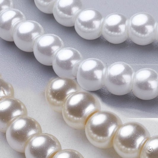 Glass Pearl Beads Round 4mm, Pearlized, 1mm hole, approx 200 per strand