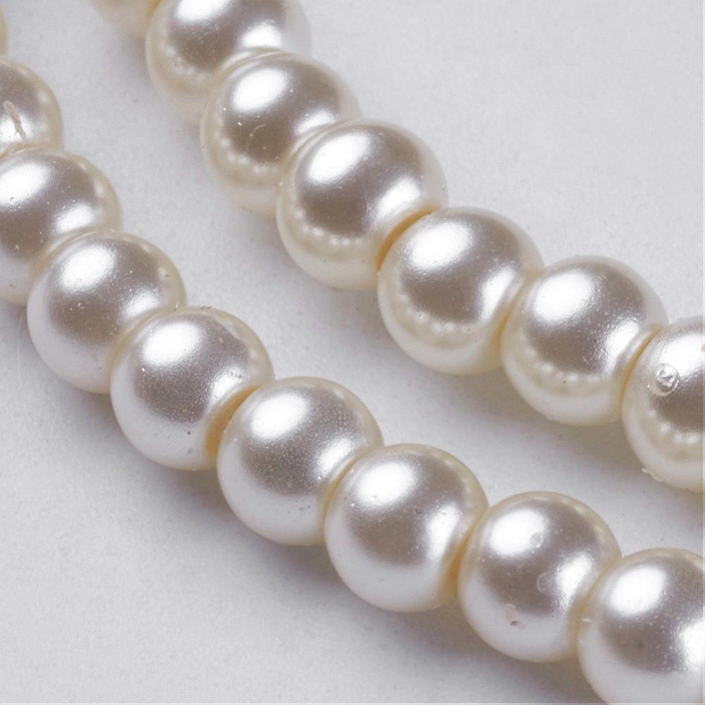 Glass Pearl Beads Round 4mm, Pearlized, 1mm hole, approx 200 per strand