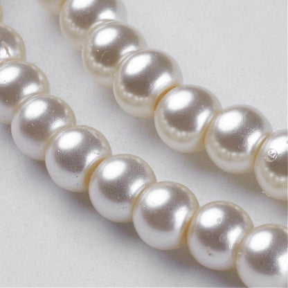 Glass Pearl Beads Round 4mm, Pearlized, 1mm hole, approx 200 per strand