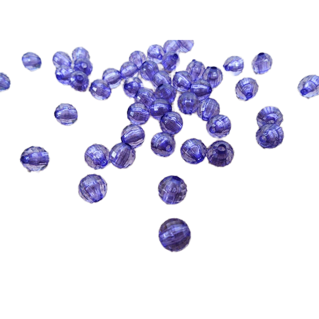 8mm Round Beads Purple Acrylic Faceted 50x Jewellery Making