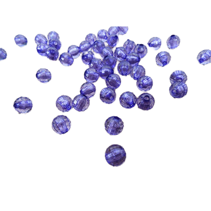 8mm Round Beads Purple Acrylic Faceted 50x Jewellery Making