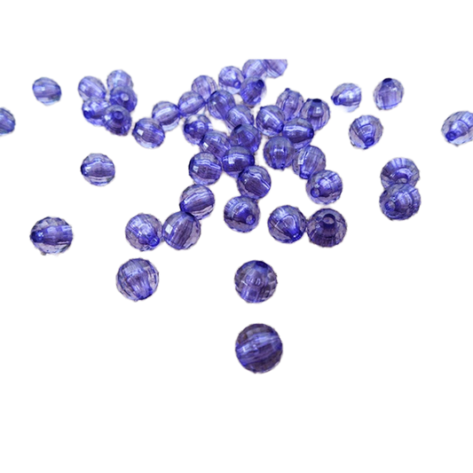 8mm Round Beads Purple Acrylic Faceted 50x Jewellery Making