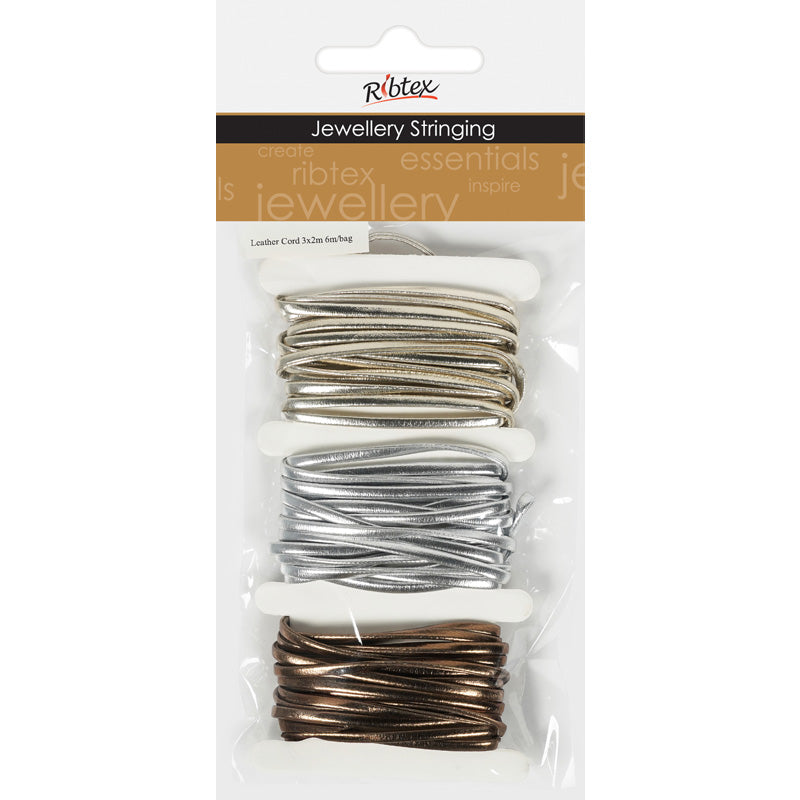 Faux Leather Cord Silver, Gold and Bronze jewellery stringing material
