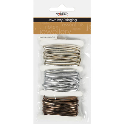 Faux Leather Cord Silver, Gold and Bronze jewellery stringing material