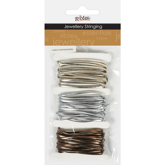 Faux Leather Cord Silver, Gold and Bronze jewellery stringing material