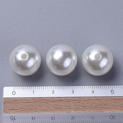 Pearl Beads, 8mm White, Round, Simulate pearl,  2mm hole, Pack of 100x, Plastic