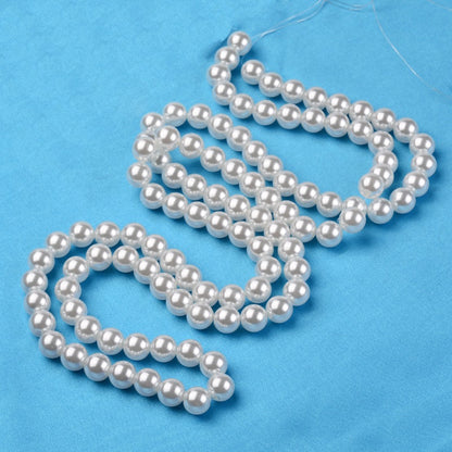 Pearl Beads, 10mm White, Round, Simulate pearl,  2mm hole Pack of 50x Plastic