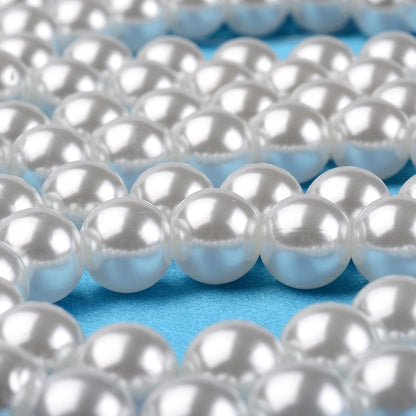 Pearl Beads, 10mm White, Round, Simulate pearl,  2mm hole Pack of 50x Plastic