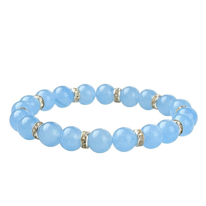 Natural Gemstone Round Beaded Stretch Bracelet, Green Aventurine, Malaysia Jade, White Jade, Rose Quartz, Amethyst