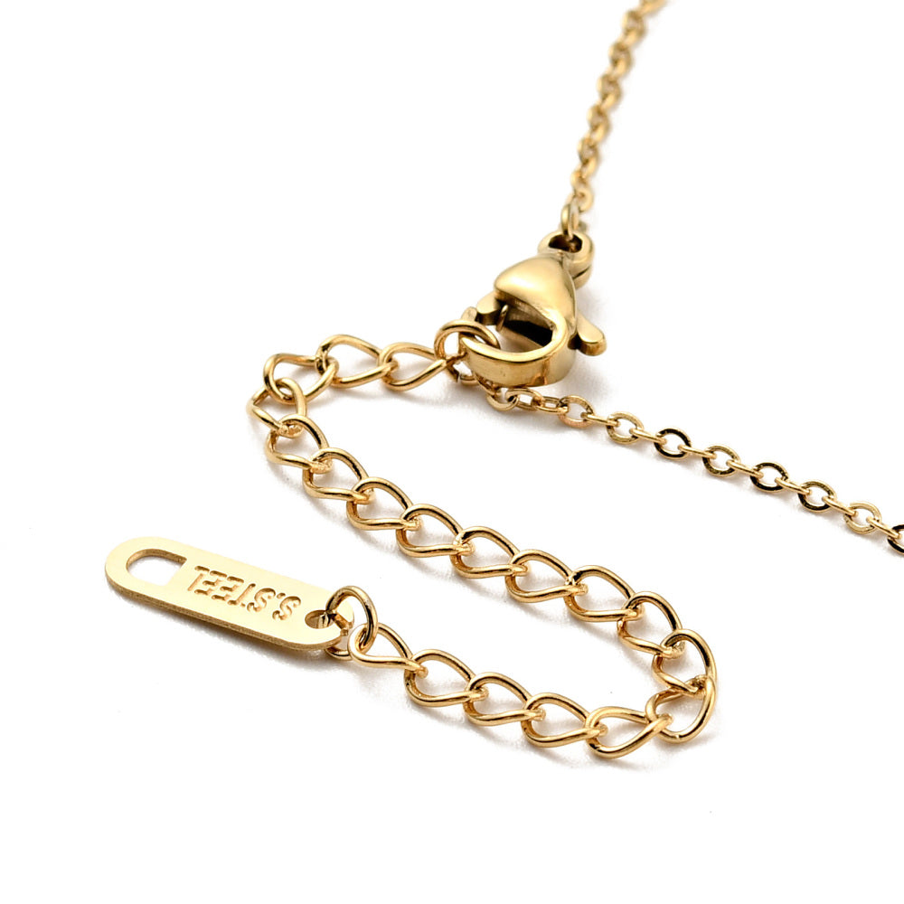 Padlock and Key Natural shell pendant Necklace, 18K Gold plated Stainless Steel