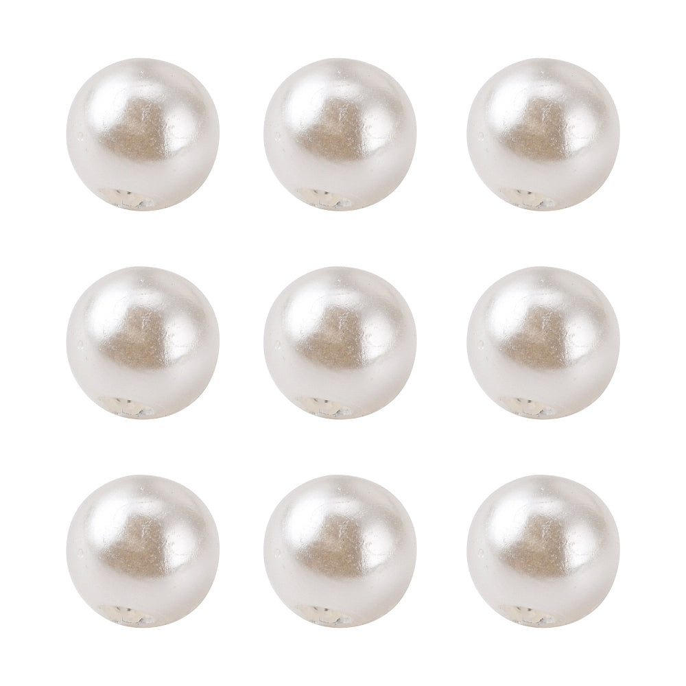 Pearl Beads, Cream White, Round, 8mm 2mm hole, Acrylic Dyed, 100 beads, approx 26gm