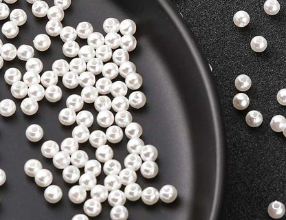 Pearl Beads, Cream White, Round, 8mm 2mm hole, Acrylic Dyed, 100 beads, approx 26gm