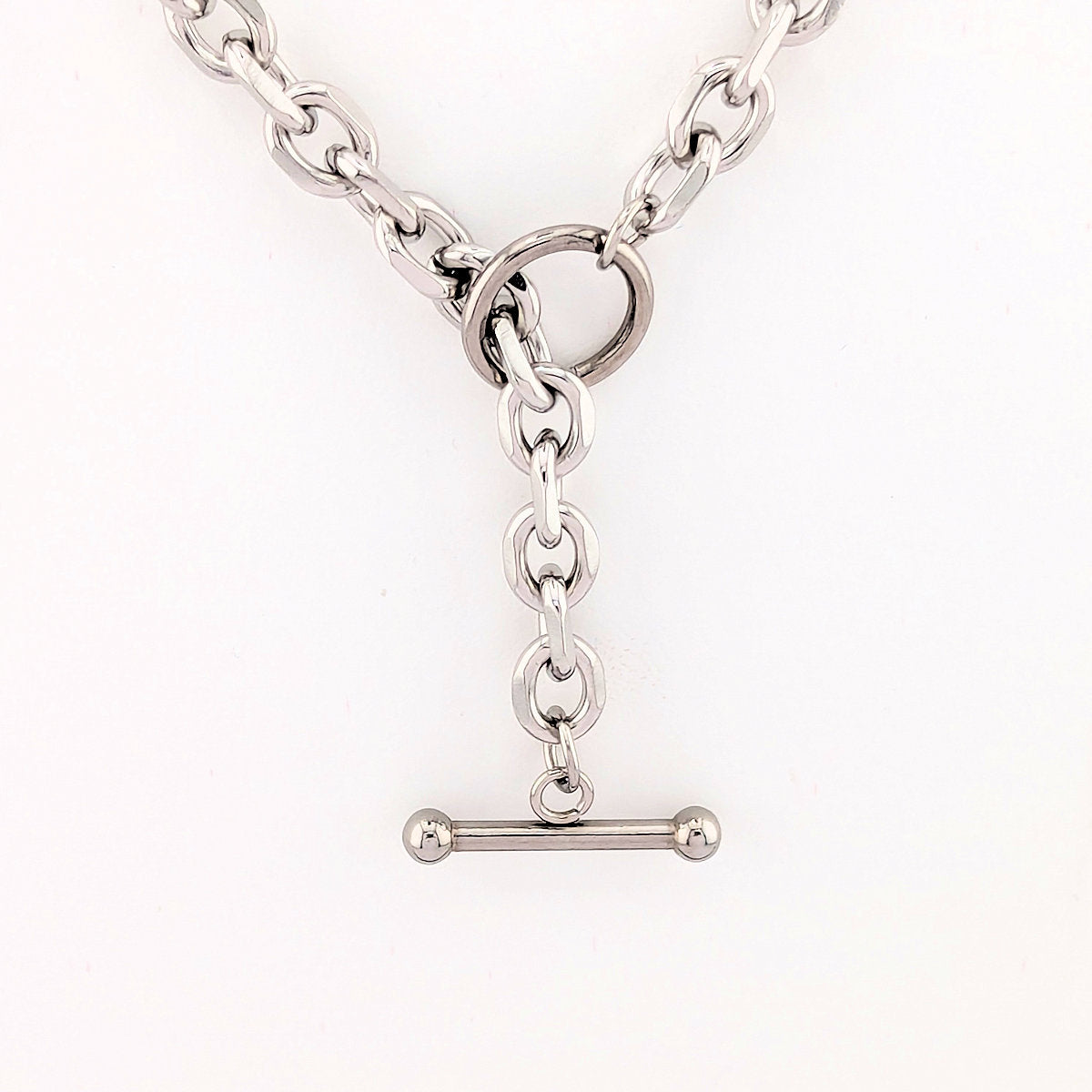 T Bar Necklace Chunky Chain Front Fastening Toggle Bar Necklace