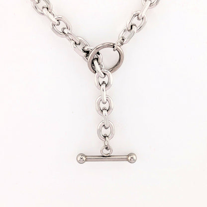 T Bar Necklace Chunky Chain Front Fastening Toggle Bar Necklace