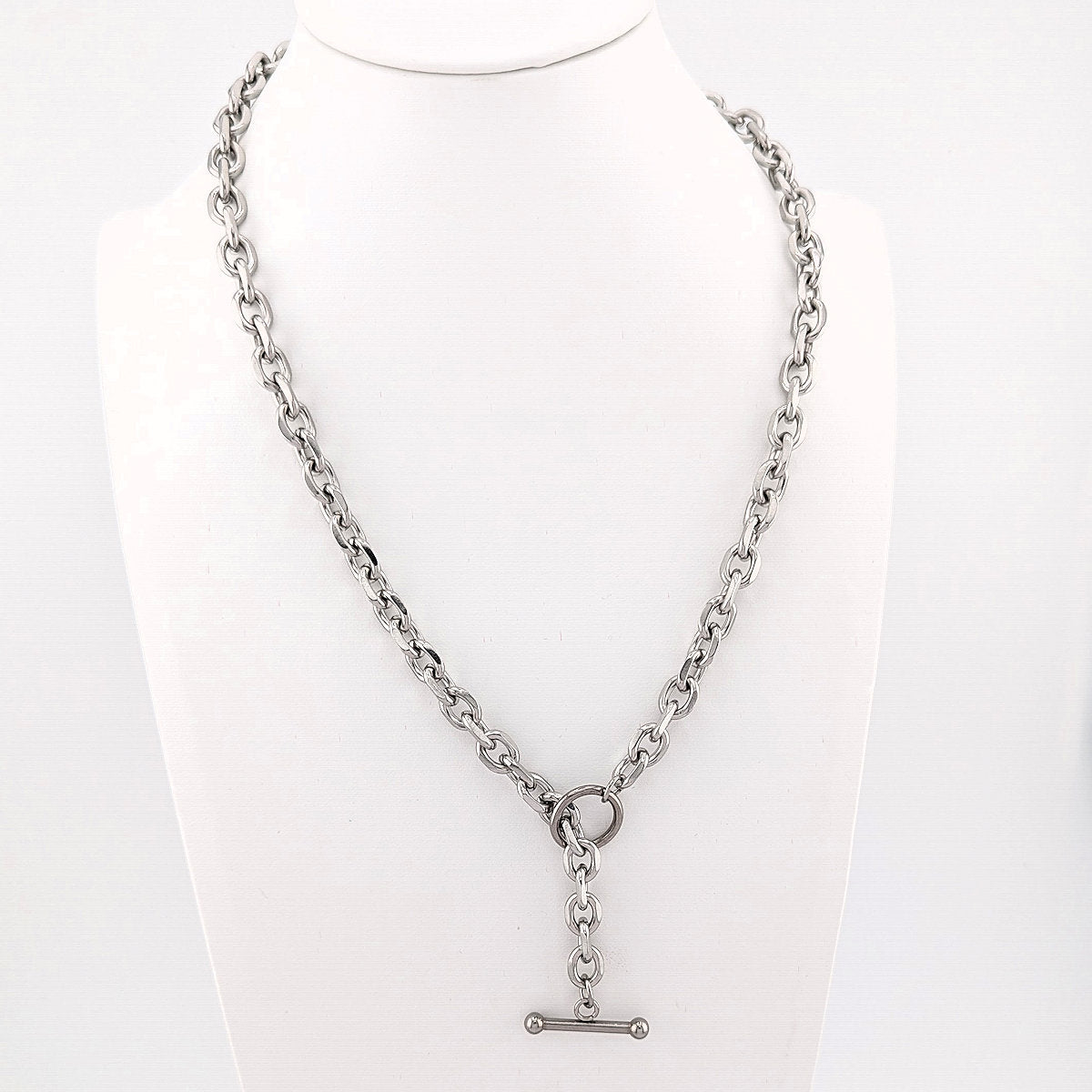 T Bar Necklace Chunky Chain Front Fastening Toggle Bar Necklace