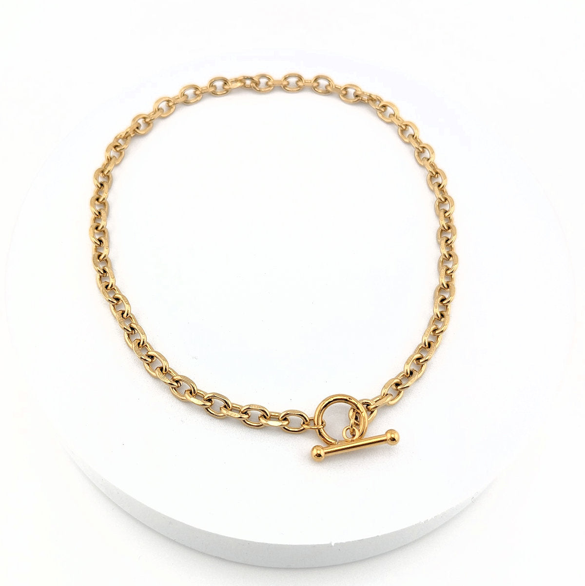 T Bar Necklace Chunky Chain Front Fastening Toggle Bar Necklace