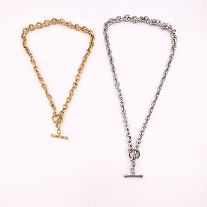 T Bar Necklace Chunky Chain Front Fastening Toggle Bar Necklace