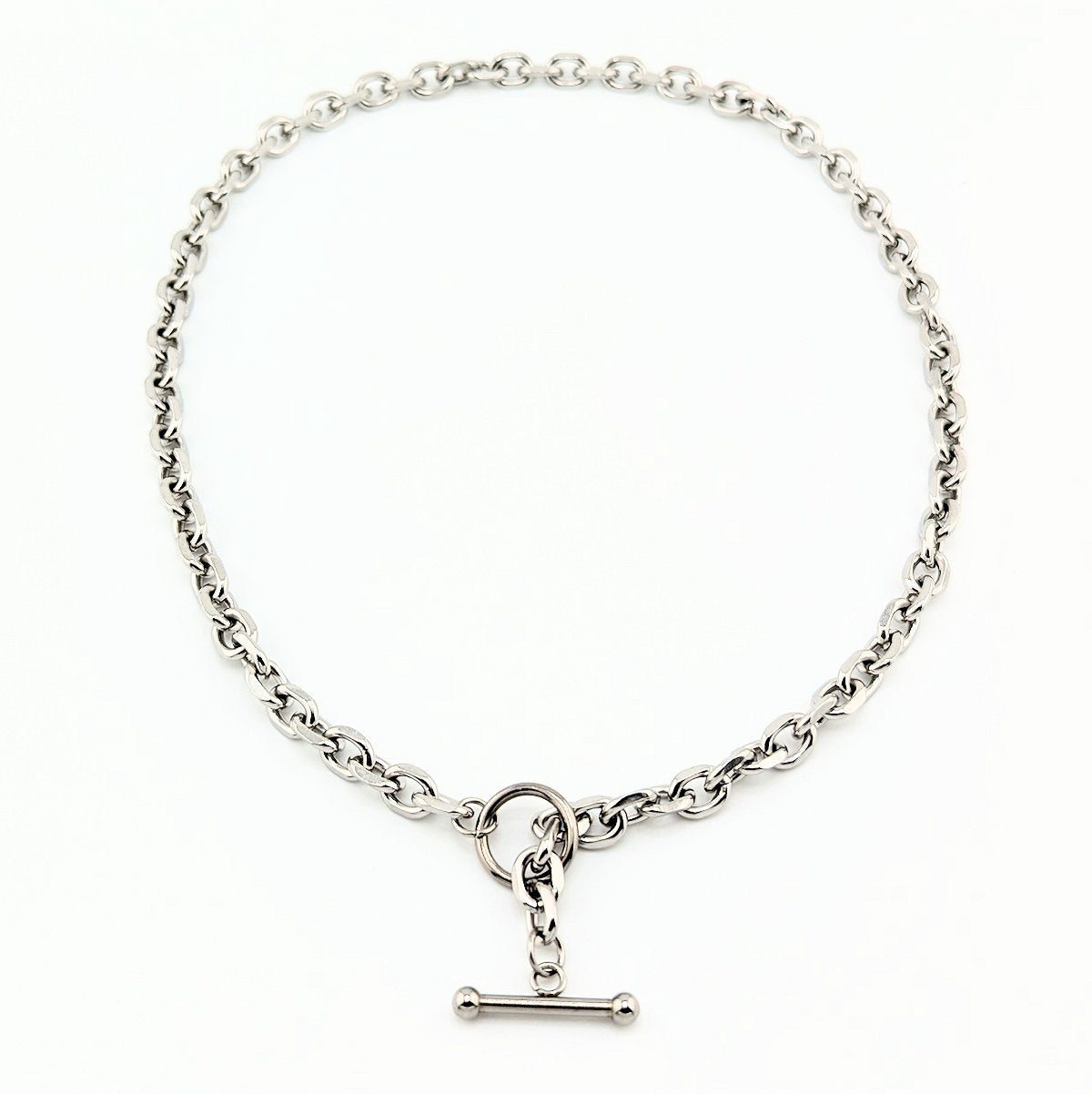T Bar Necklace Chunky Chain Front Fastening Toggle Bar Necklace