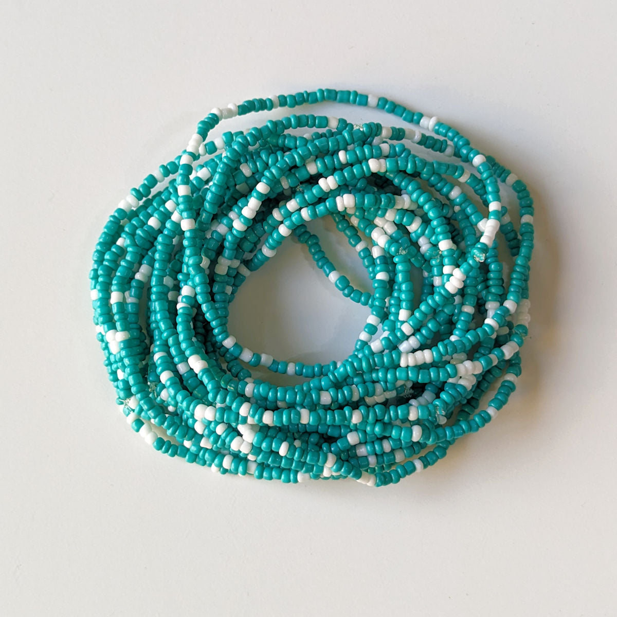 Seed Bead Bracelets, Stretch, Pack of 5 or 10, Jade Green and white beads, Ready to Wear Handmade Jewellery