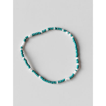 Seed Bead Bracelets, Stretch, Pack of 5 or 10, Jade Green and white beads, Ready to Wear Handmade Jewellery