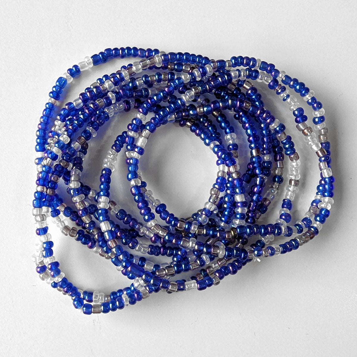 Blue Seed Bead Bracelets, Stretch, Multi Pack of 5 or 10, Blue glass beads, Ready to Wear Handmade Jewellery