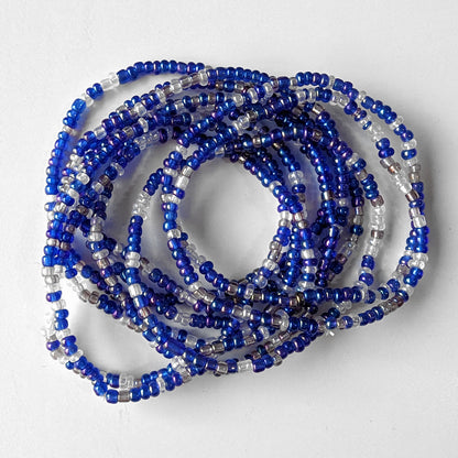 Blue Seed Bead Bracelets, Stretch, Multi Pack of 5 or 10, Blue glass beads, Ready to Wear Handmade Jewellery