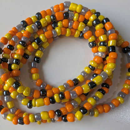 Orange & Yellow Seed Bead Bracelets, Stretch, Multi Pack of 5, glass beads, Ready to Wear Handmade Jewellery