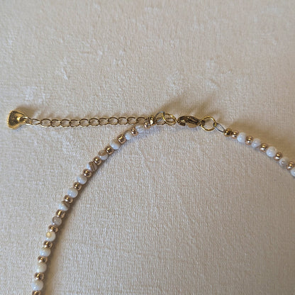 Gold Plated Initial Alphabet Letter and Natural Shell bead Necklace, personalised, gift for her
