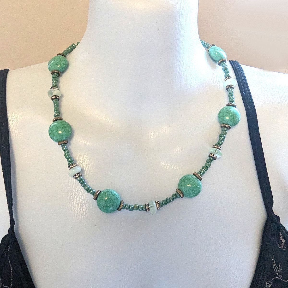 Turquoise and Bronze Accents Statement Necklace
