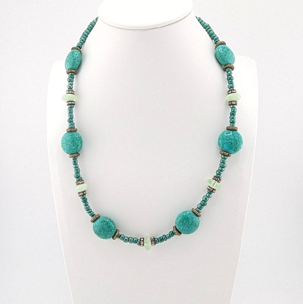 Turquoise and Bronze Accents Statement Necklace