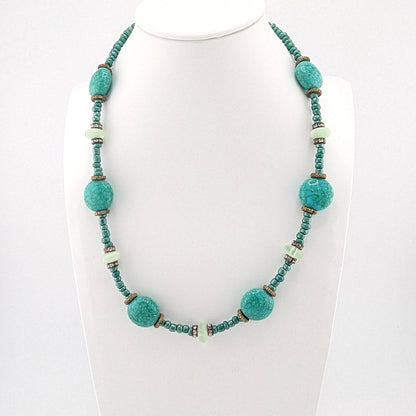 Turquoise and Bronze Accents Statement Necklace