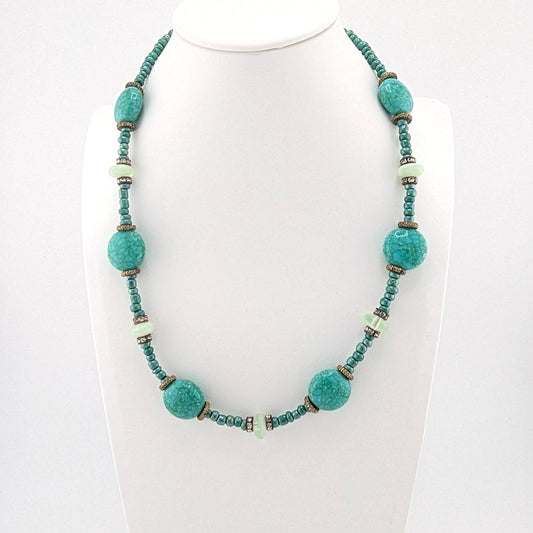 Turquoise and Bronze Accents Statement Necklace