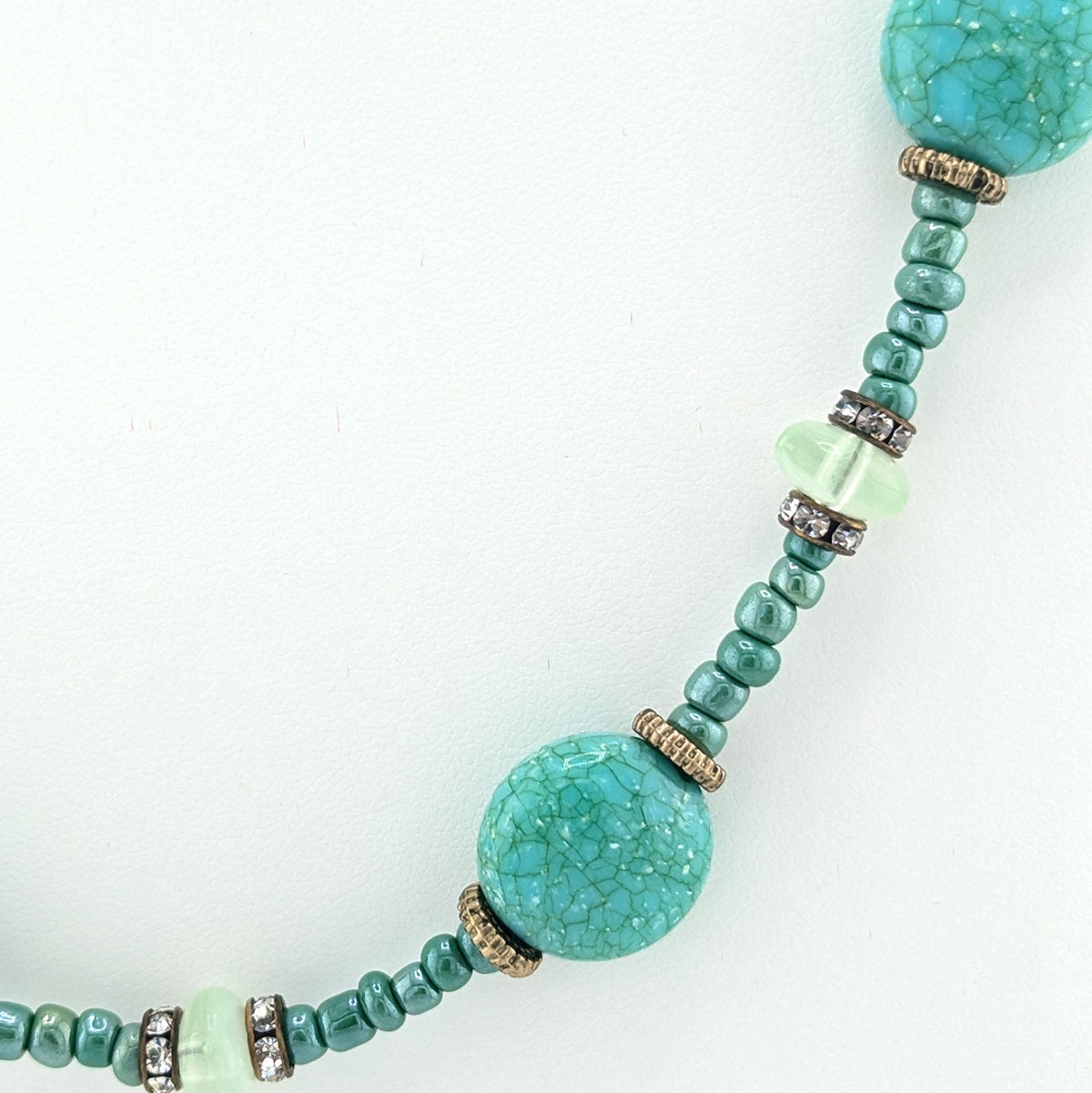 Turquoise and Bronze Accents Statement Necklace detail
