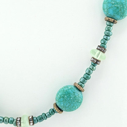 Turquoise and Bronze Accents Statement Necklace detail