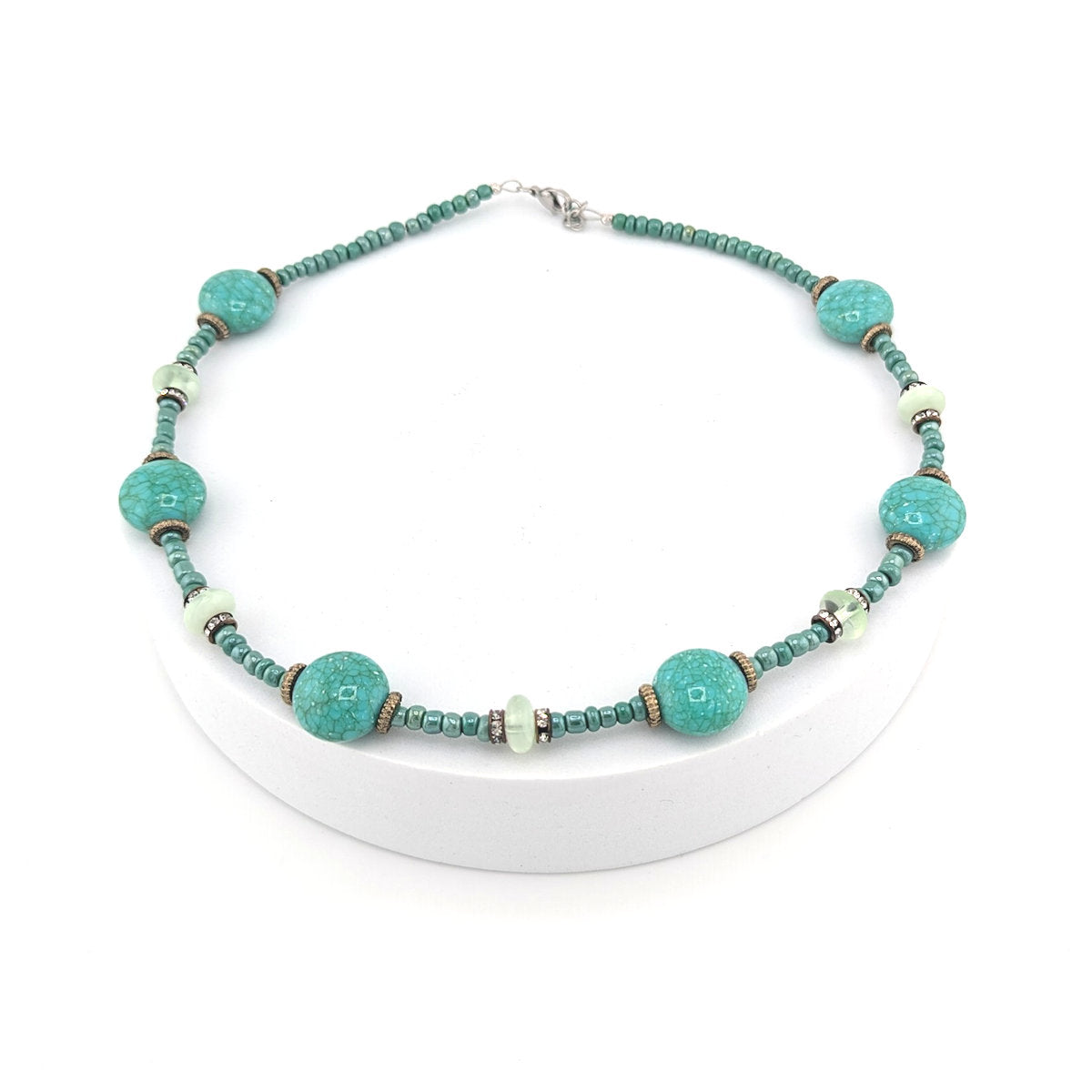 Ninky Designs Turquoise and Bronze Accents Statement Necklace