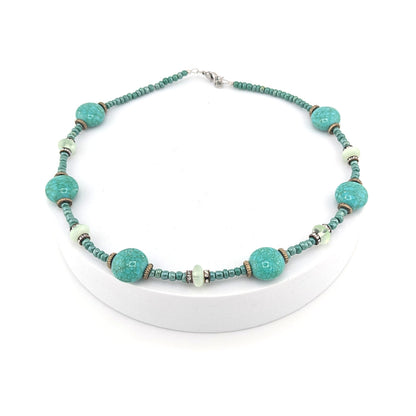 Ninky Designs Turquoise and Bronze Accents Statement Necklace