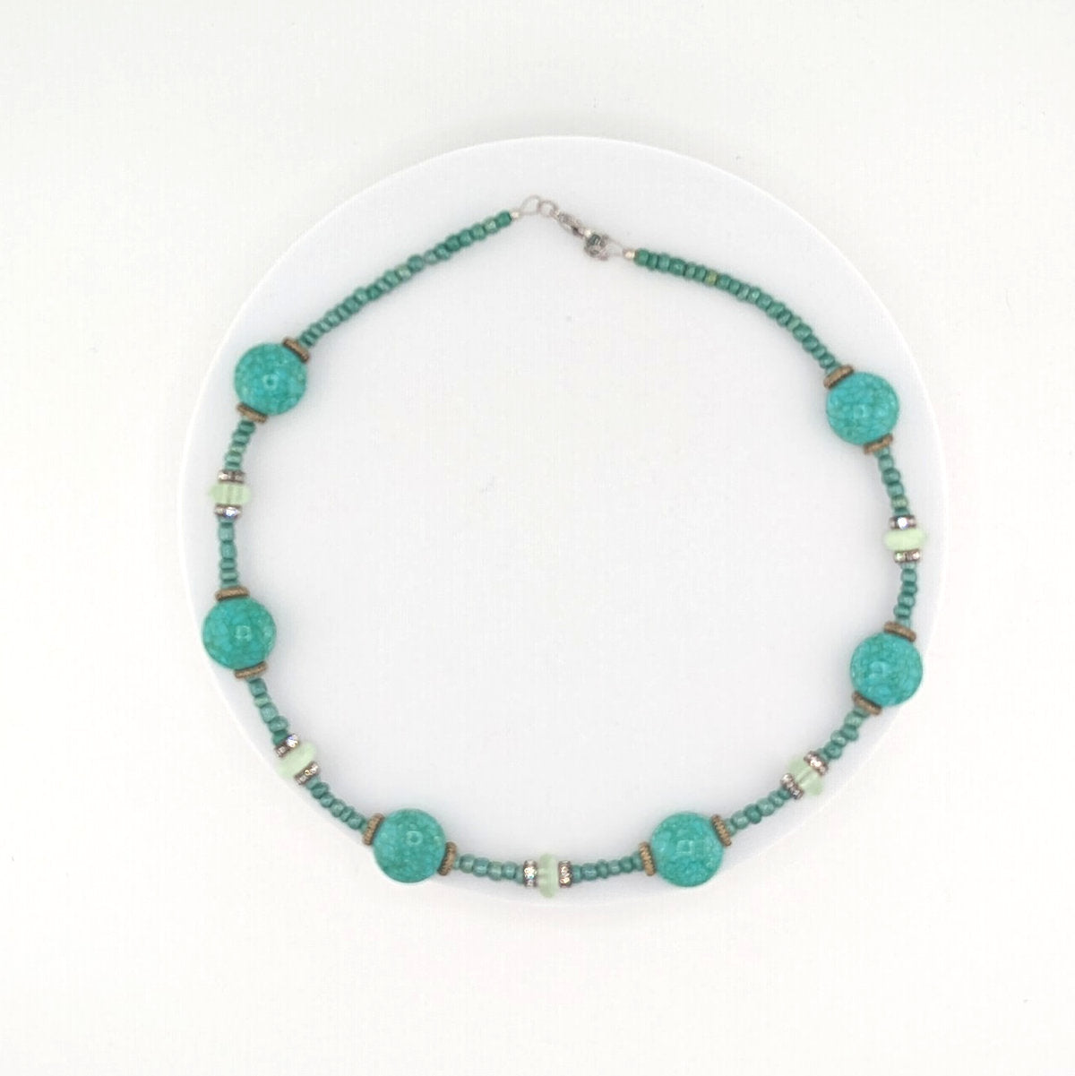Turquoise and Bronze Accents Statement Necklace