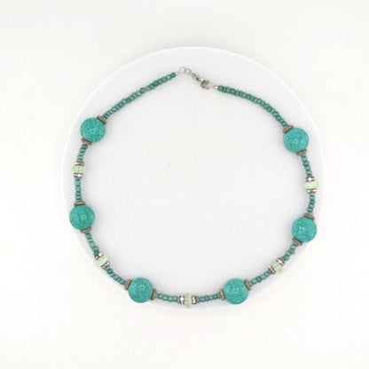 Turquoise and Bronze Accents Statement Necklace