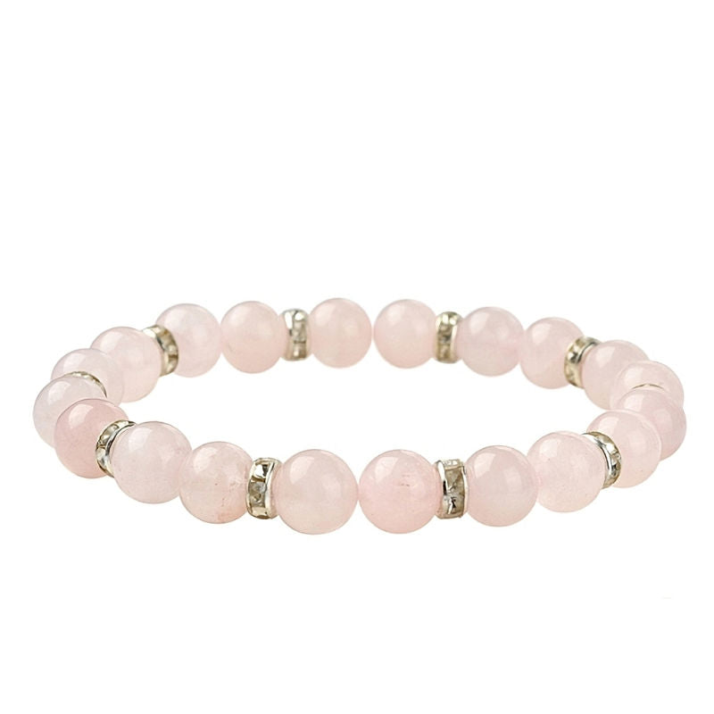Natural Gemstone Round Beaded Stretch Bracelet, Green Aventurine, Malaysia Jade, White Jade, Rose Quartz, Amethyst