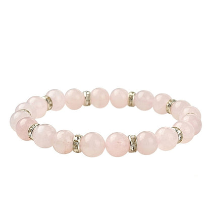Natural Gemstone Round Beaded Stretch Bracelet, Green Aventurine, Malaysia Jade, White Jade, Rose Quartz, Amethyst