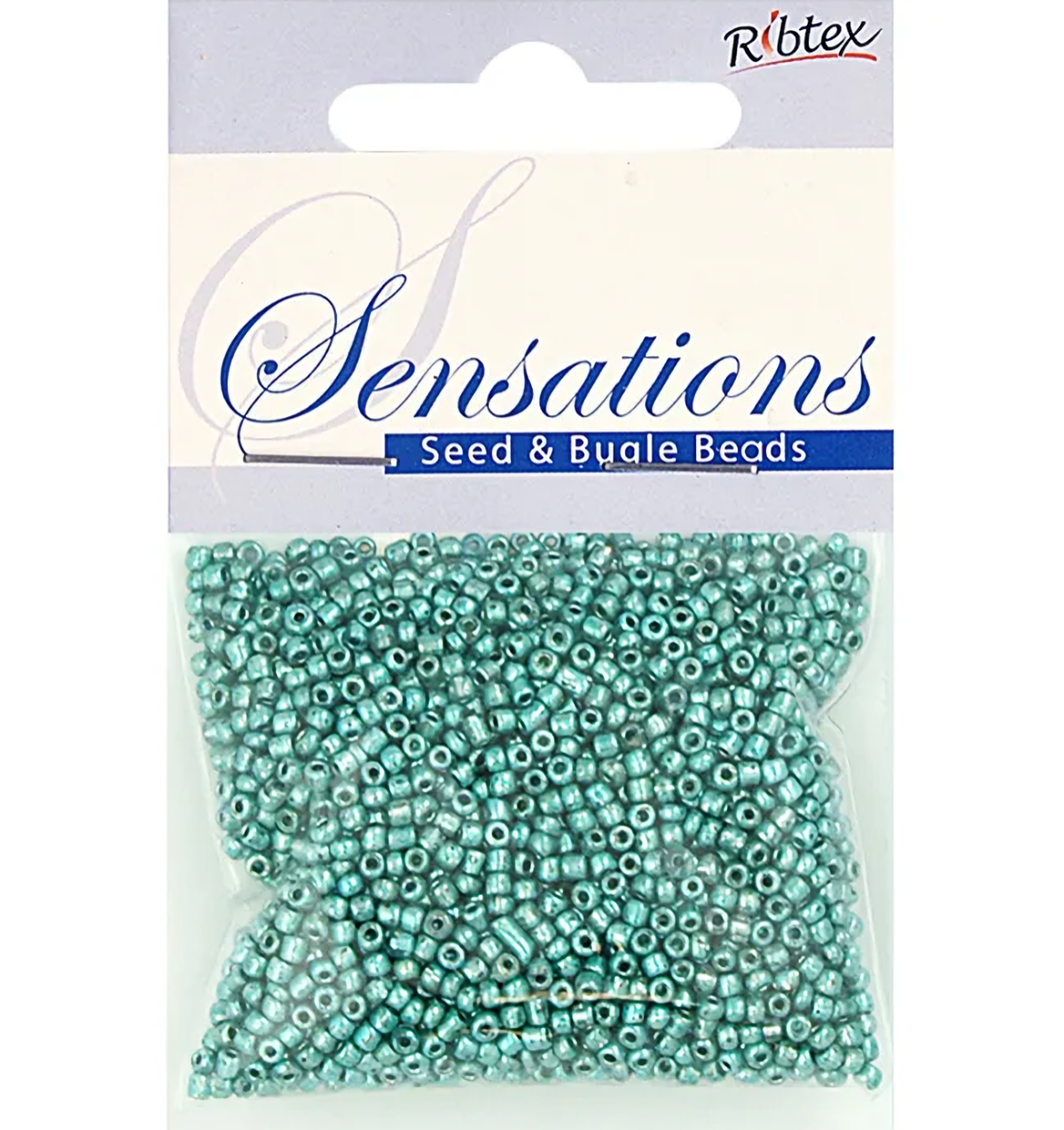 Metallic Aqua Glass Seed Beads, Round, size 12/0 1.8mm, bag of 25gm Sensations