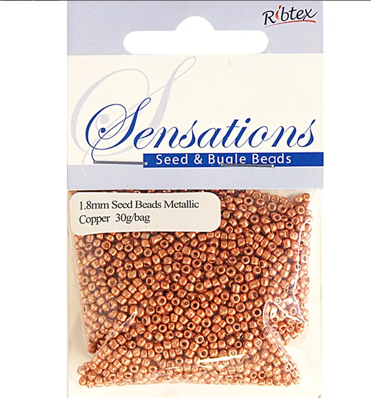 Metallic Orange Copper Glass Seed Beads, Round, size 12/0 1.8mm, bag of 25gm Sensations