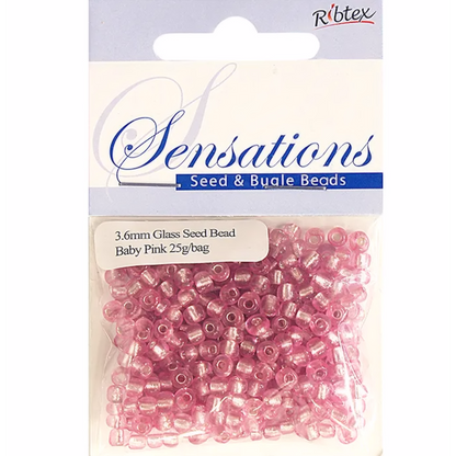 Glass Seed Beads Baby Pink 3.6mm size 6/0 25g, Ribtex Sensations, Jewellery Making, Beading, Craft
