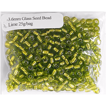 Glass Seed Beads Lime Green 3.6mm size 6/0 25g, Ribtex Sensations, Jewellery Making, Beading, Craft