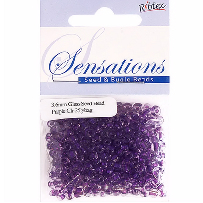 Glass Seed Beads Metallic Purple Clear 3.6mm size 6/0 25g, Jewellery Making, Beading, Craft