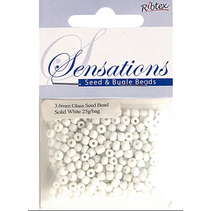 Solid White Seed Beads Glass, 3.6mm size 6/0, Pack of 25gm, Jewellery Making, Beading, Craft